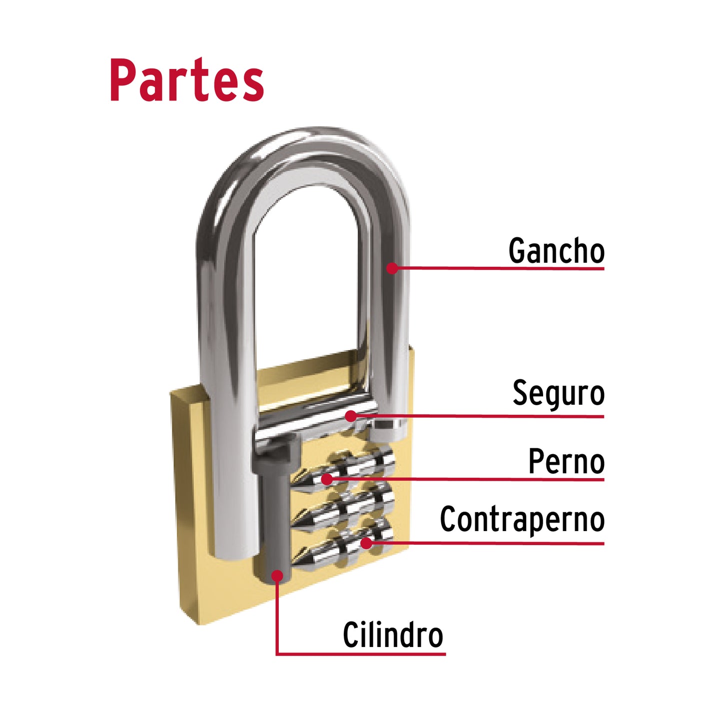 Candado de hierro de 20 mm con gancho corto