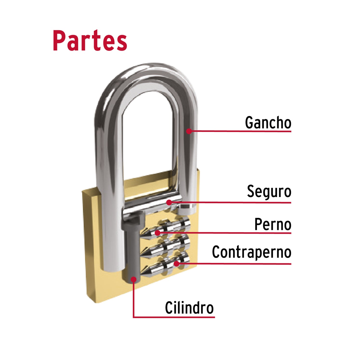 Candado de hierro de 25 mm con gancho largo