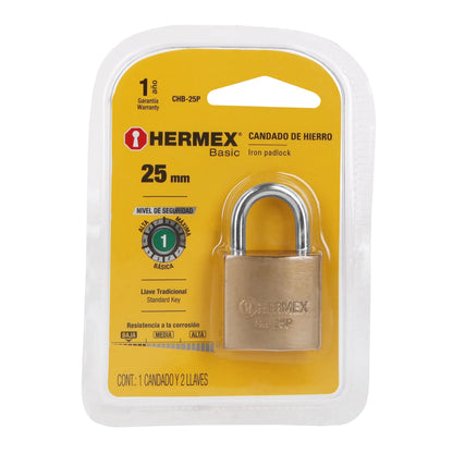 Candado de hierro de 25 mm con gancho corto