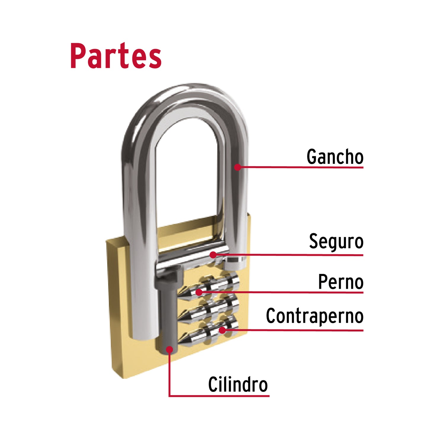 Candado de hierro de 25 mm con gancho corto