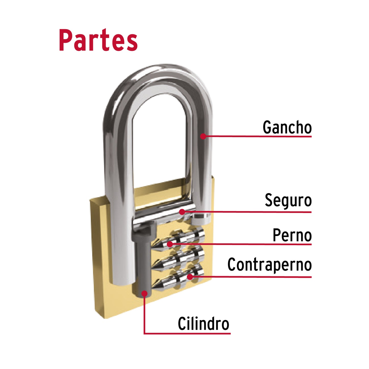 Candado de hierro latón de 30 mm largo