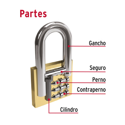 Candado de hierro latón de 30 mm largo