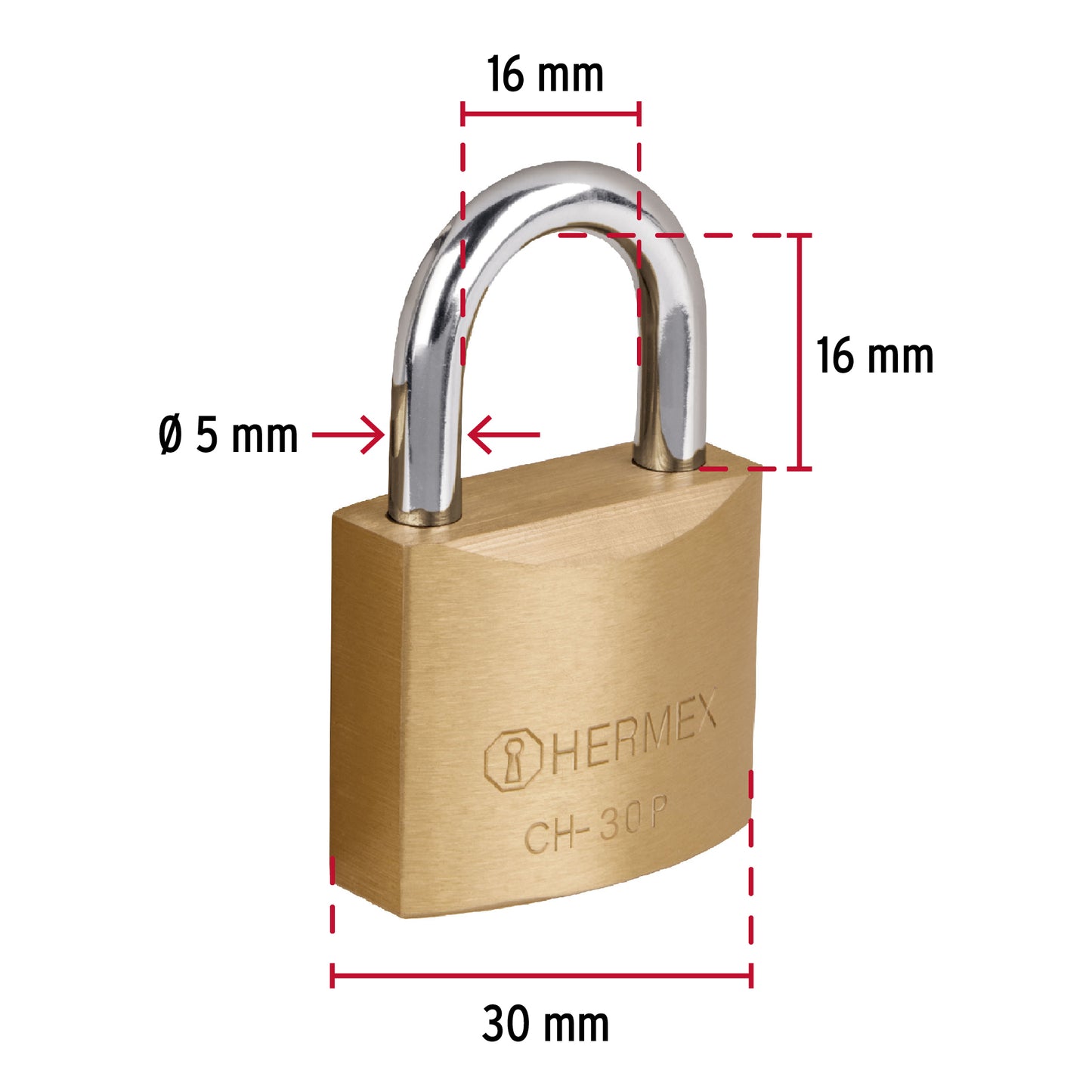 Candado de hierro de 30 mm con gancho corto