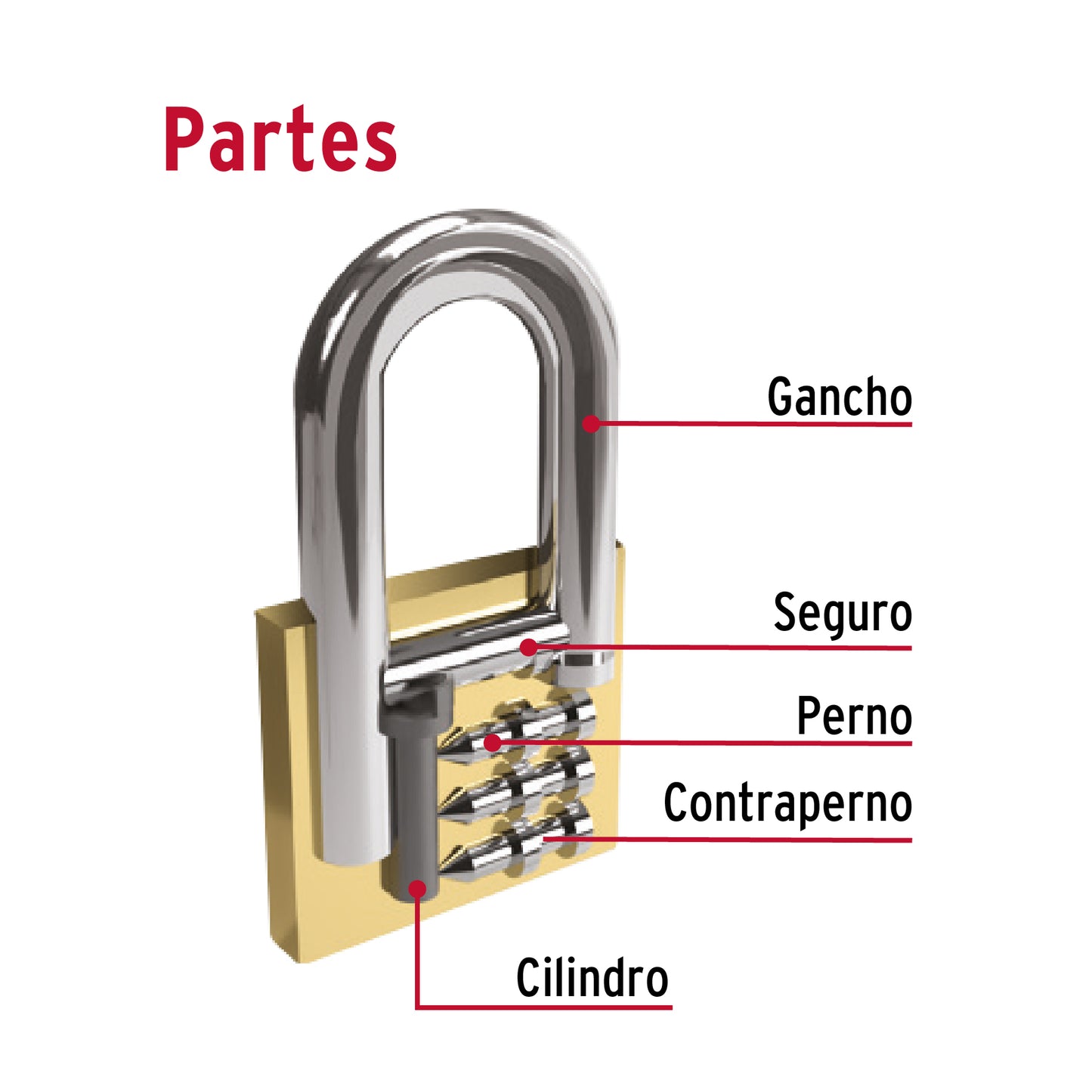 Candado de hierro de 30 mm con gancho corto