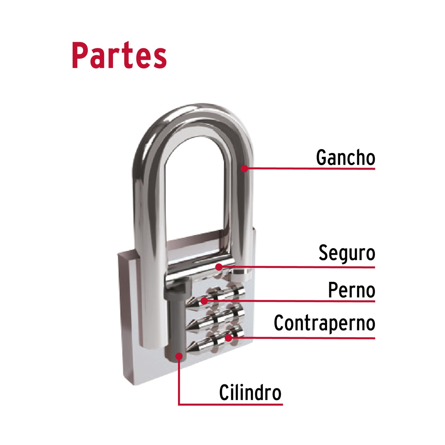 Candado de hierro de 32 mm con gancho corto