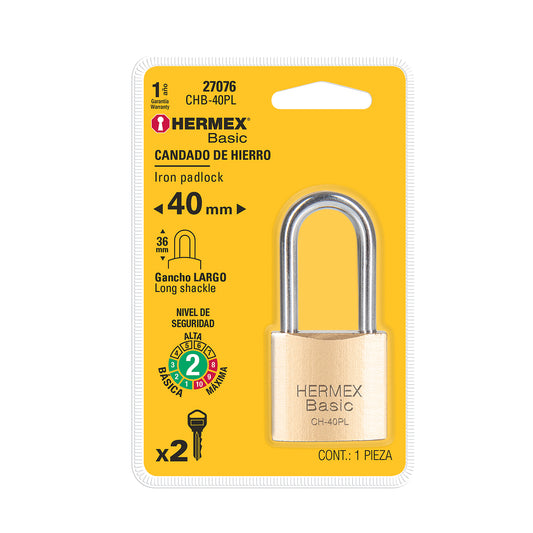 Candado de hierro color latón 40 mm largo