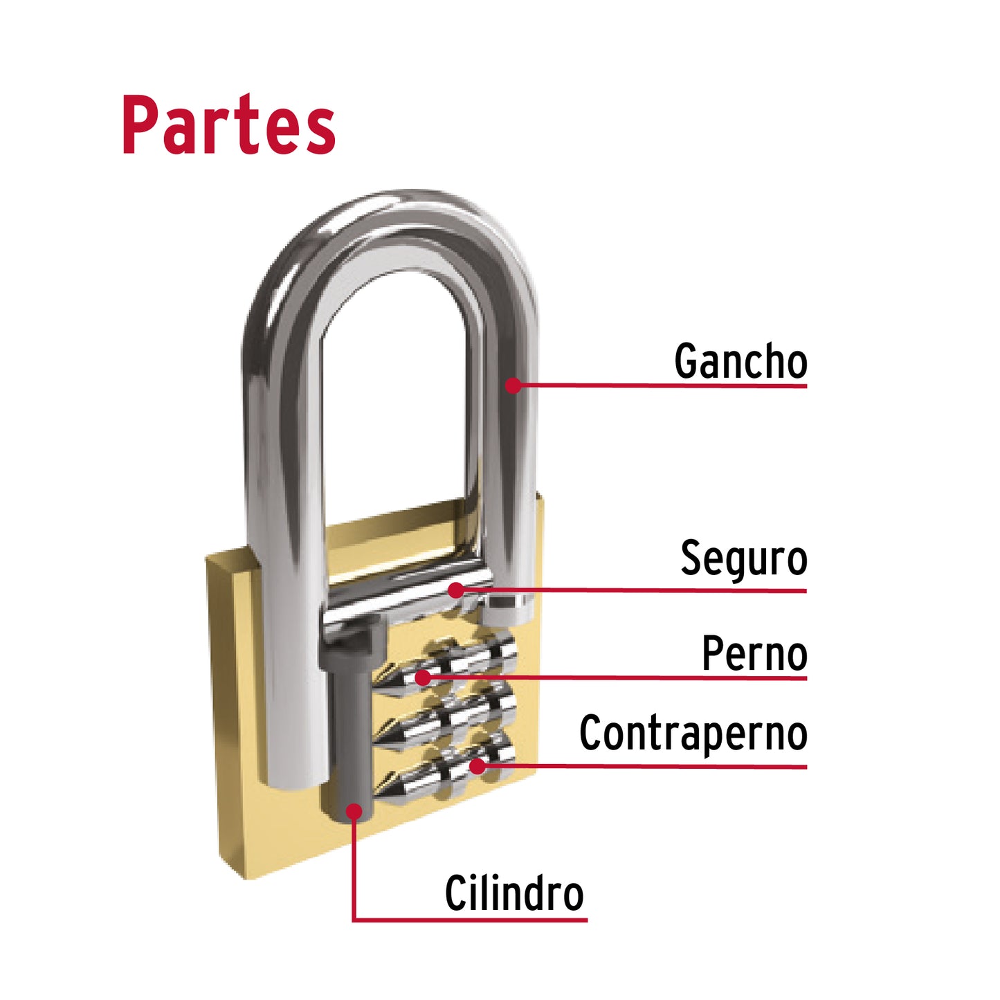 Candado de hierro de 40 mm con gancho corto