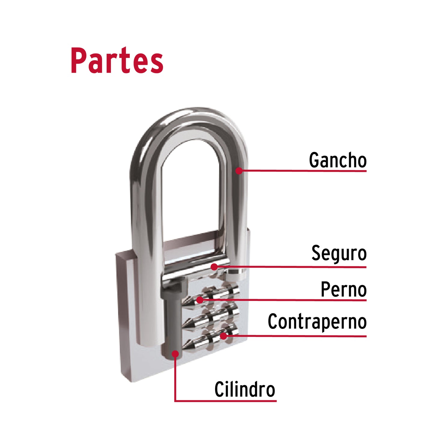 Candado de hierro de 45 mm con gancho largo