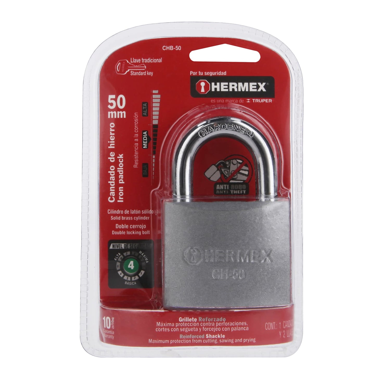 Candado de hierro de 63 mm con gancho corto