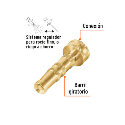 Chiflón 3-1/2pulg. de latón maquinado para manguera