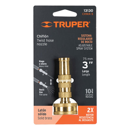 Chiflón de latón maquinado de 3" para manguera