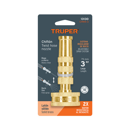 Chiflón 3pulg. de latón maquinado para manguera