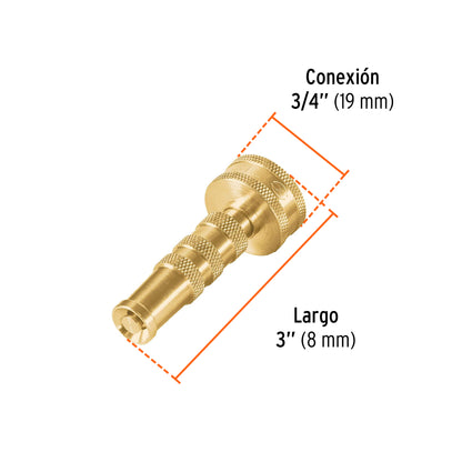 Chiflón de latón maquinado de 3" para manguera