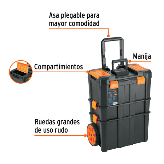 Caja para herramientas 3 en 1 desmontable con ruedas de 63 cm x 48 cm