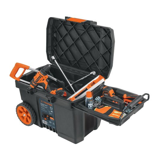 Caja para herramienta de 58 cm con ruedas y mango telescópico
