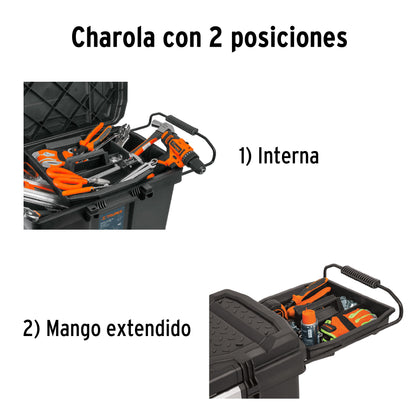 Caja para herramienta de 58 cm con ruedas y mango telescópico