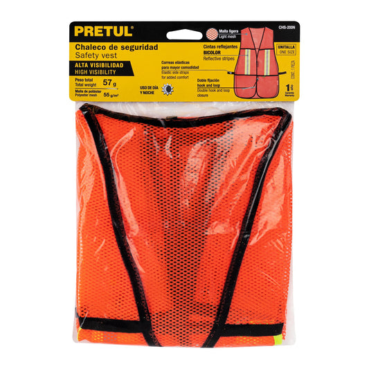 Chaleco de seguridad con cintas reflejantes naranja