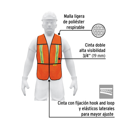 Chaleco de seguridad con cintas reflejantes naranja