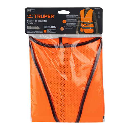 Chaleco de seguridad naranja con cintas de