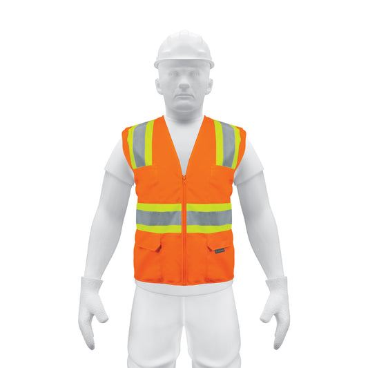 Chaleco de seguridad naranja con visibilidad