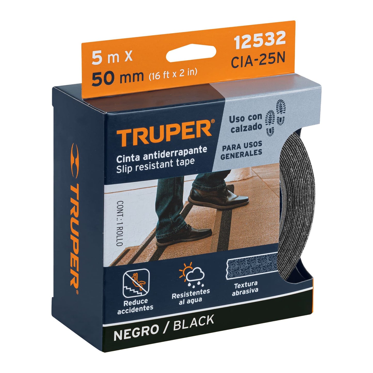 Cinta antiderrapante 5 m color negro