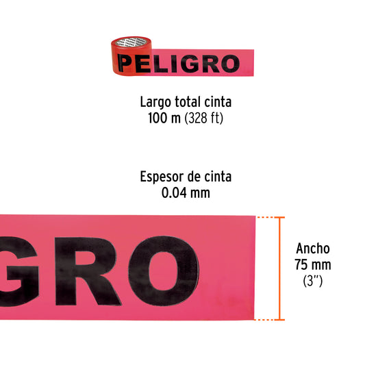 Cinta delimitadora 100 m color rojo