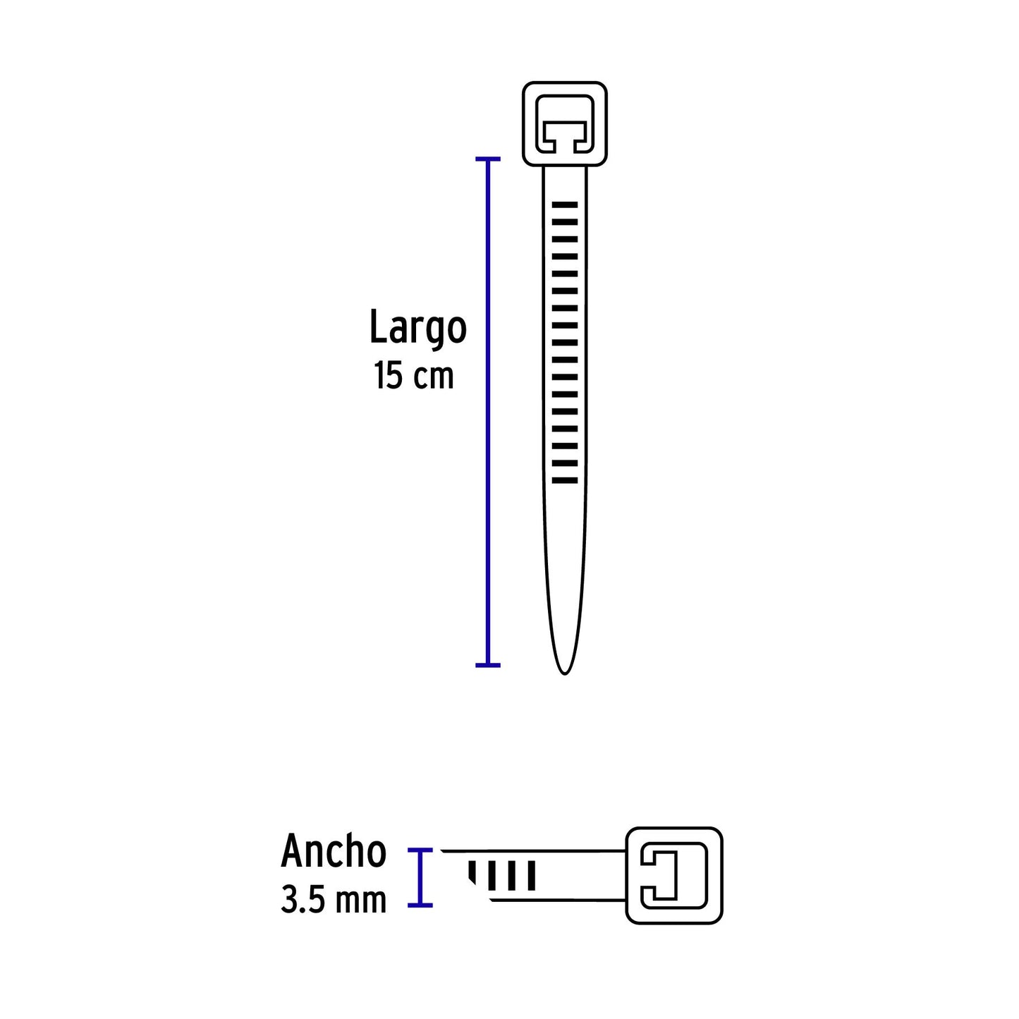 Bolsa con 1000 cinchos plásticos 40 lb 150 x 3.5 mm natural