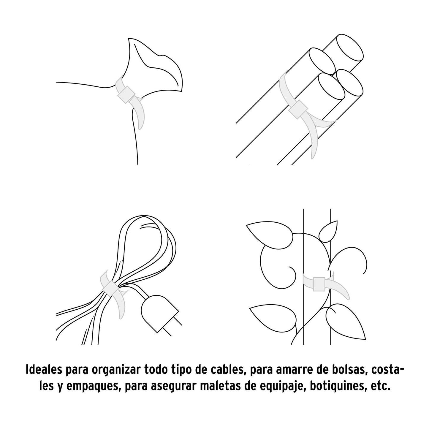 Bolsa con 50 cinchos plásticos 40 lb 150 x 3.5 mm natural