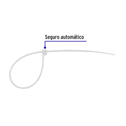 Bolsa con 50 cinchos plásticos de 50 lb de 20 cm de largo y 0.45 cm de ancho en color natural