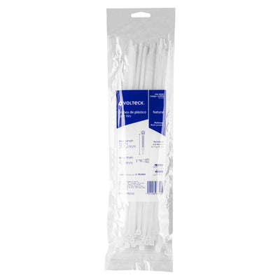 Bolsa con 50 cinchos plásticos 50 lb 300 x 4.5 mm natural