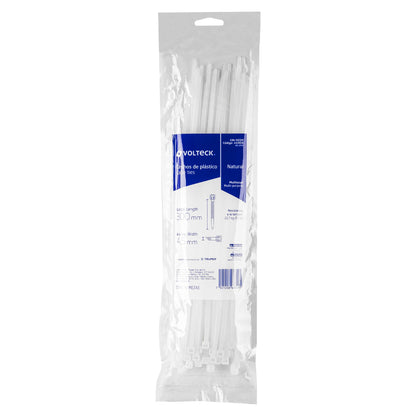 Bolsa con 50 cinchos plásticos 50 lb 300 x 4.5 mm natural