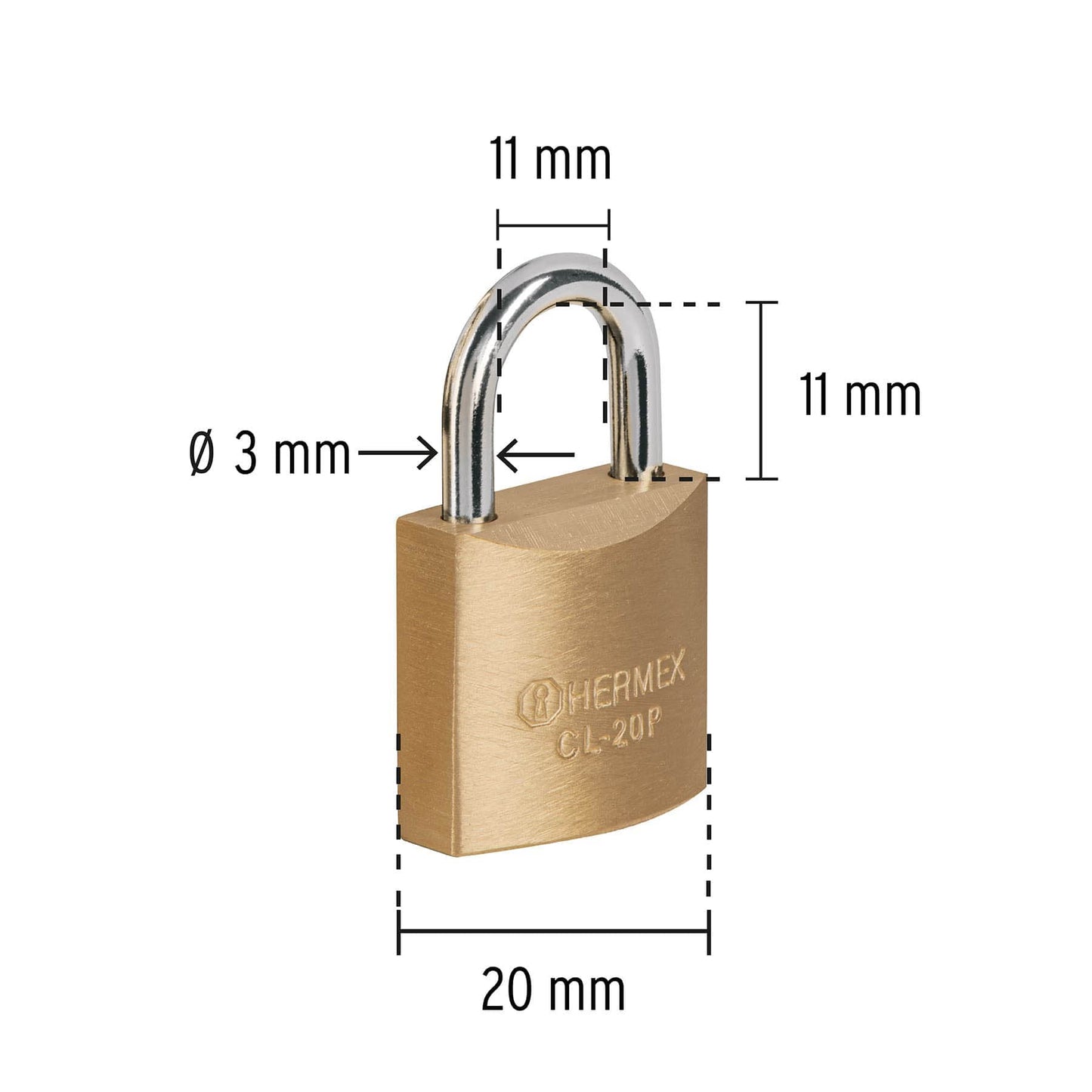 Blíster con 2 candados de latón de 20 mm