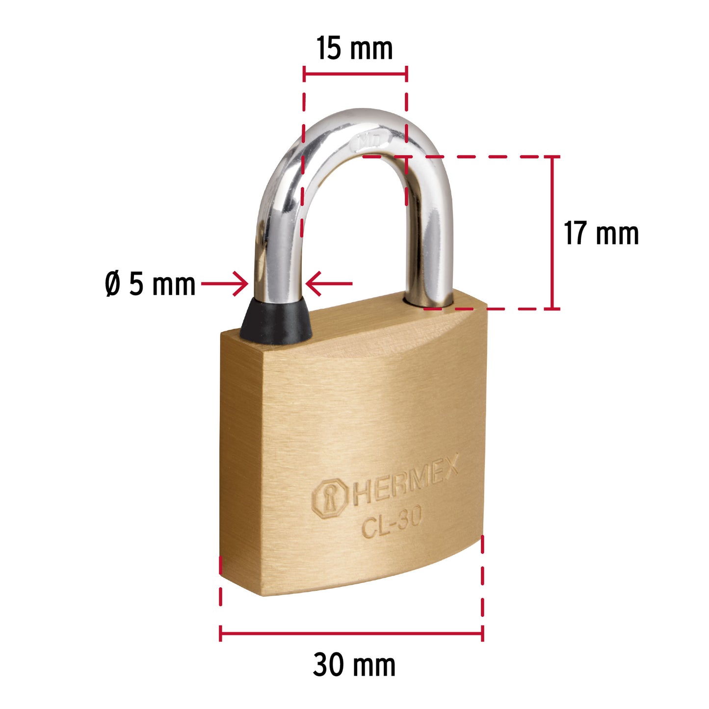 Candado de latón de 30 mm con gancho corto