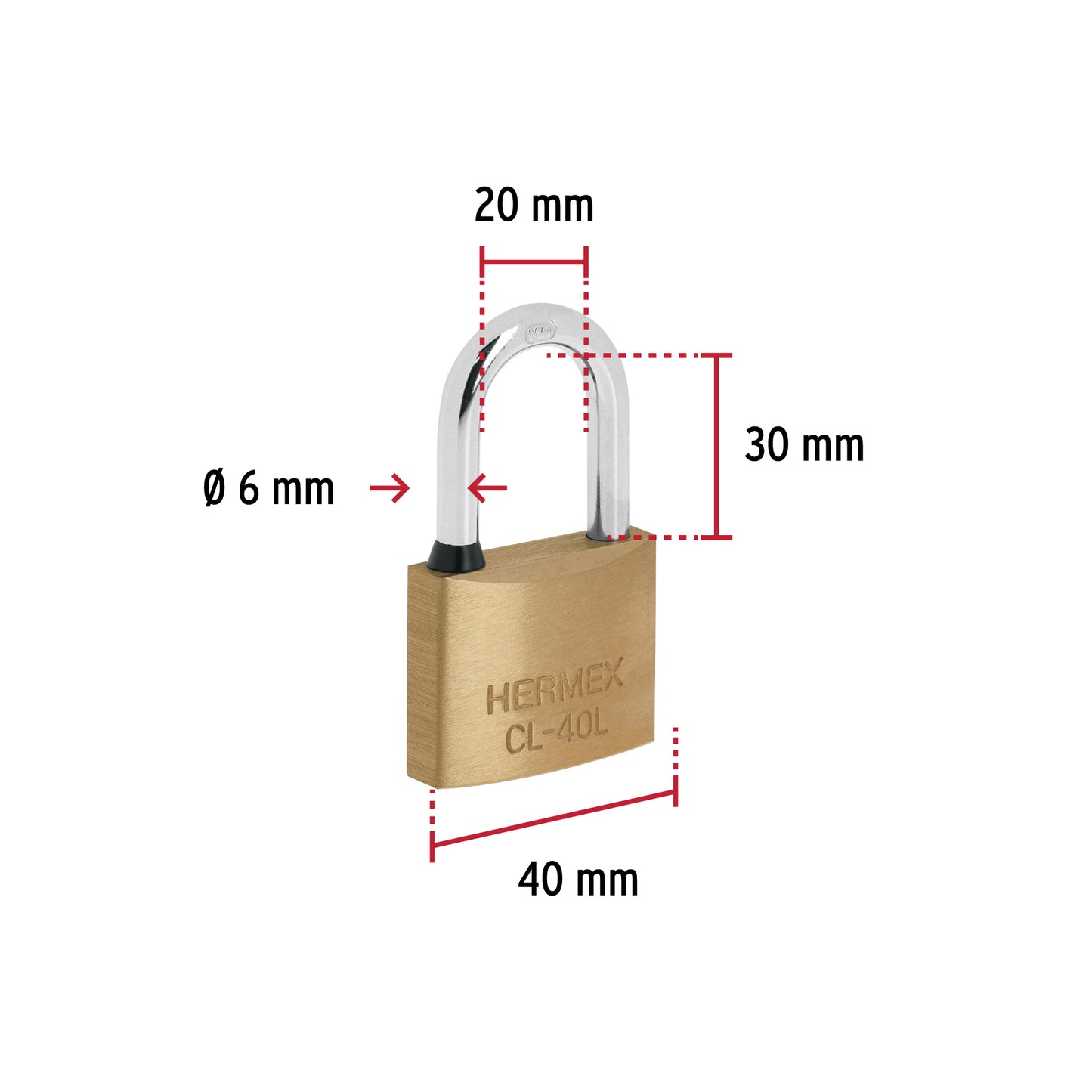 Candado de latón de 40 mm con gancho largo