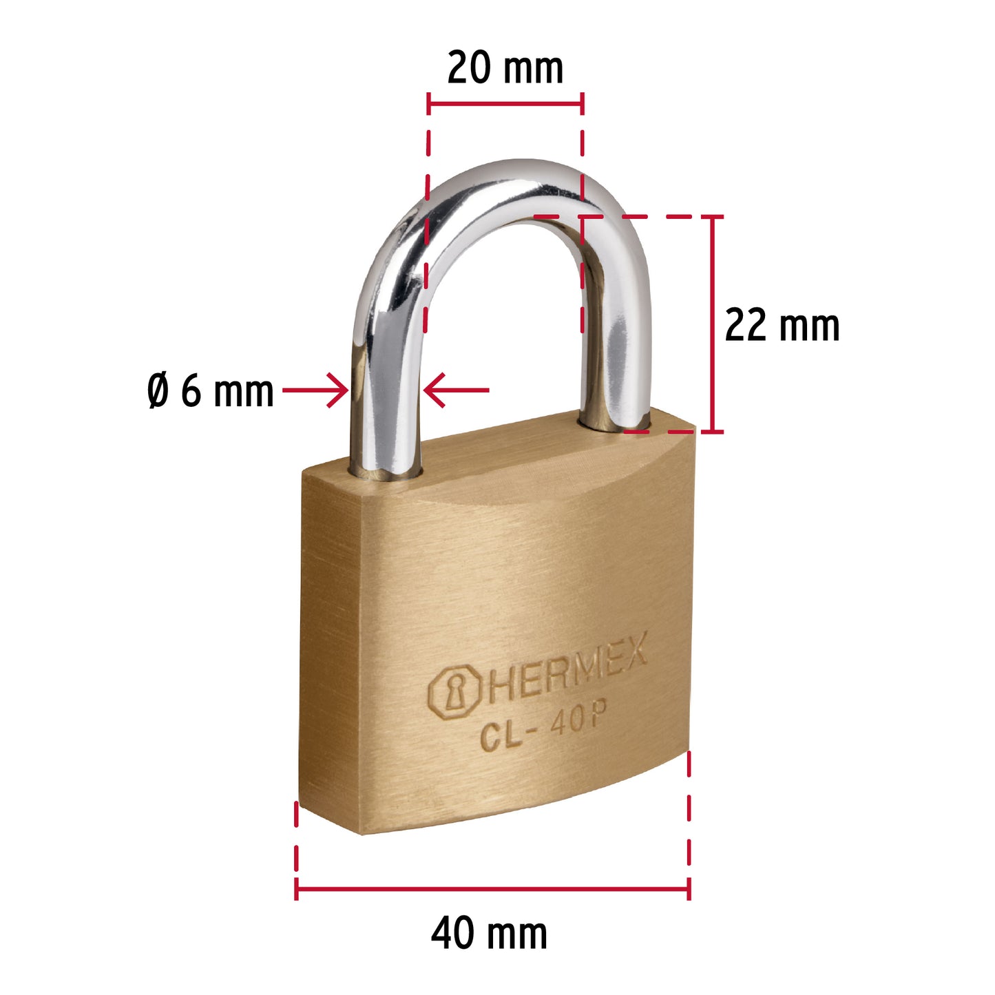 Candado de latón de 40 mm con gancho corto