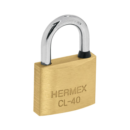 Blíster con 2 candados de latón de 40 mm con gancho corto