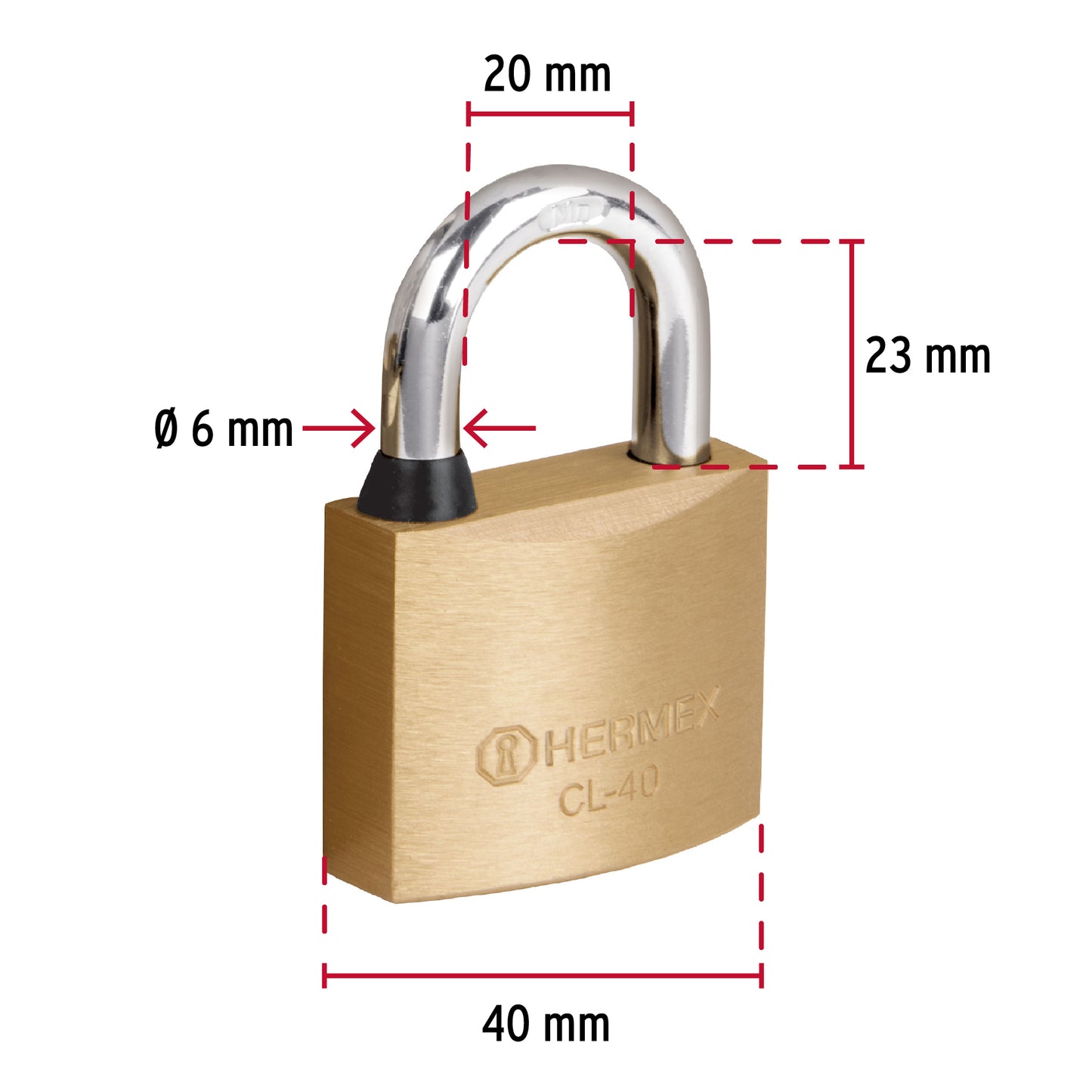 Candado de latón de 40 mm con gancho corto