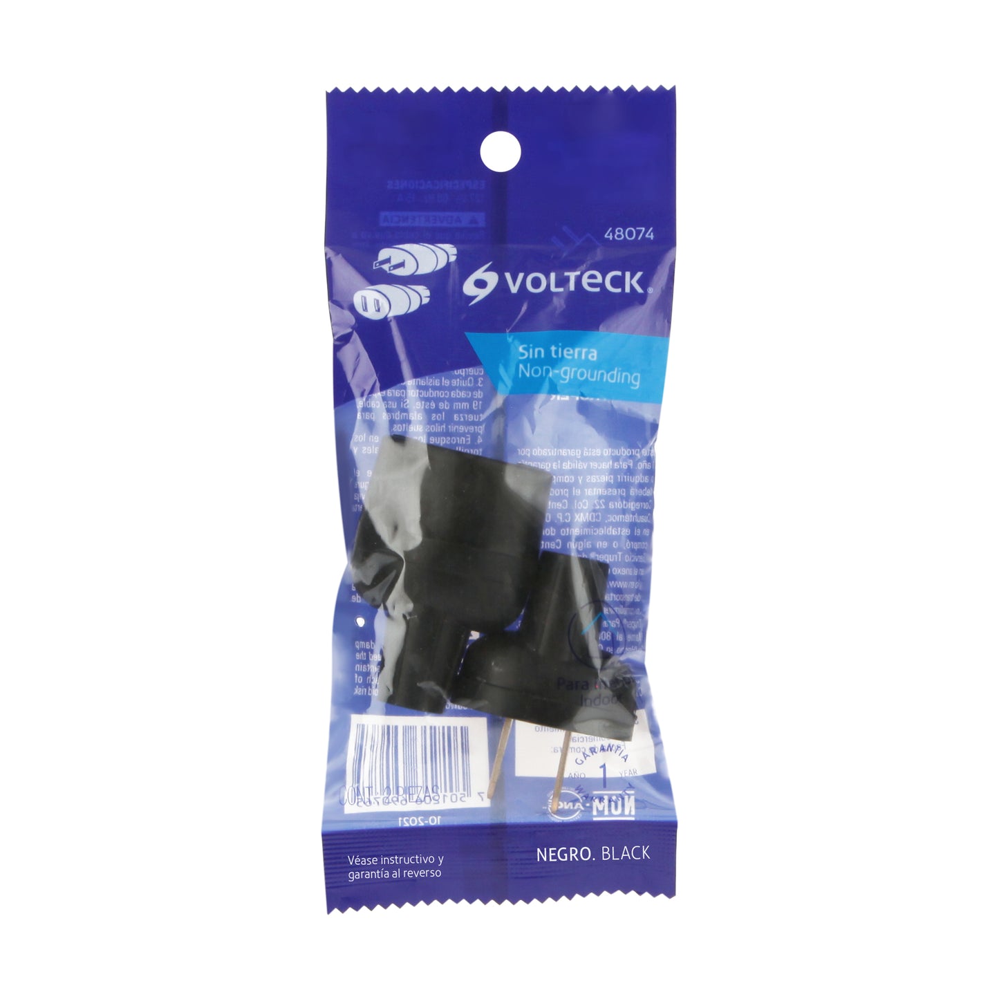 Clavija y contacto de hule de 127 V y 15 A en bolsa con 2 piezas