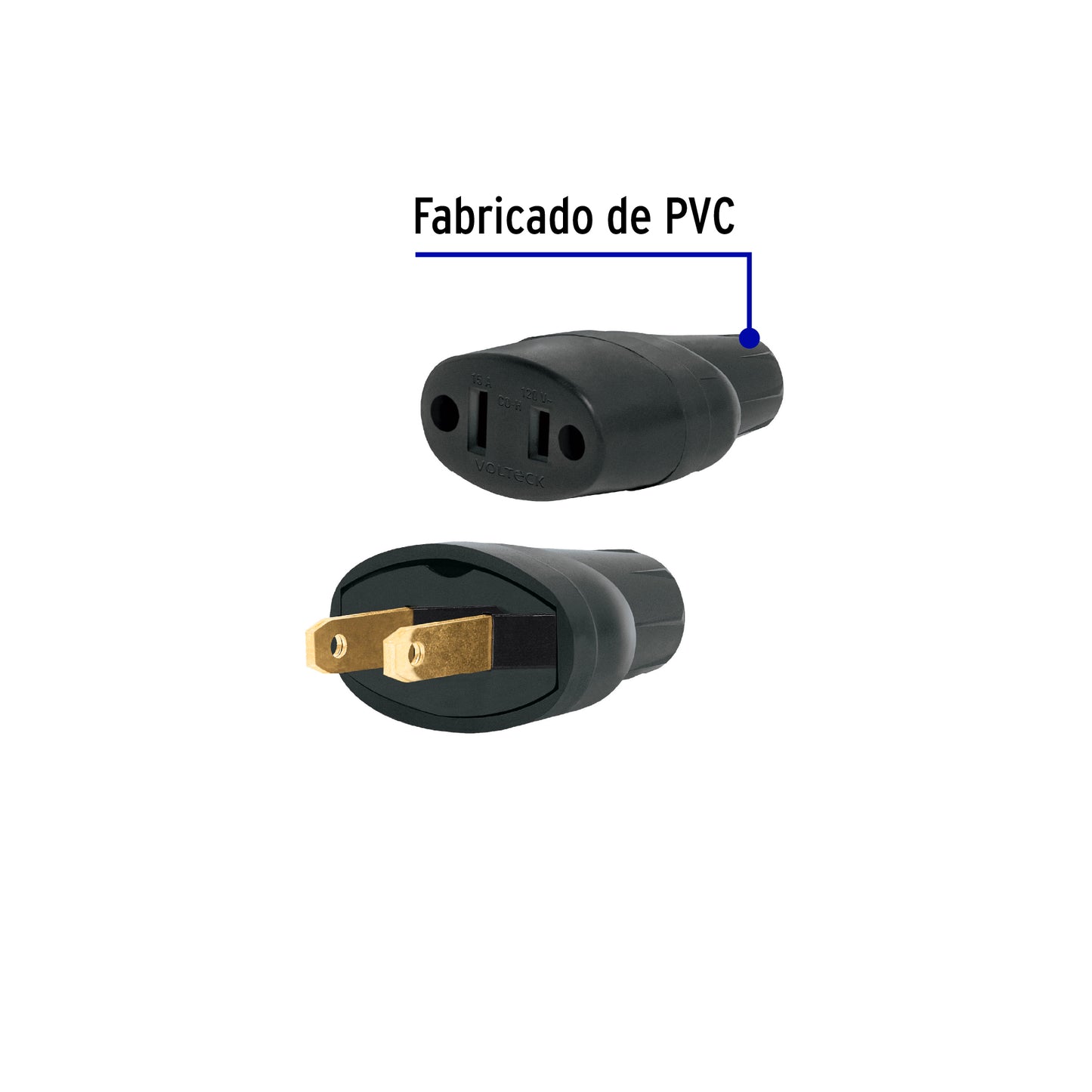 Clavija y contacto de hule de 127 V y 15 A en bolsa con 2 piezas