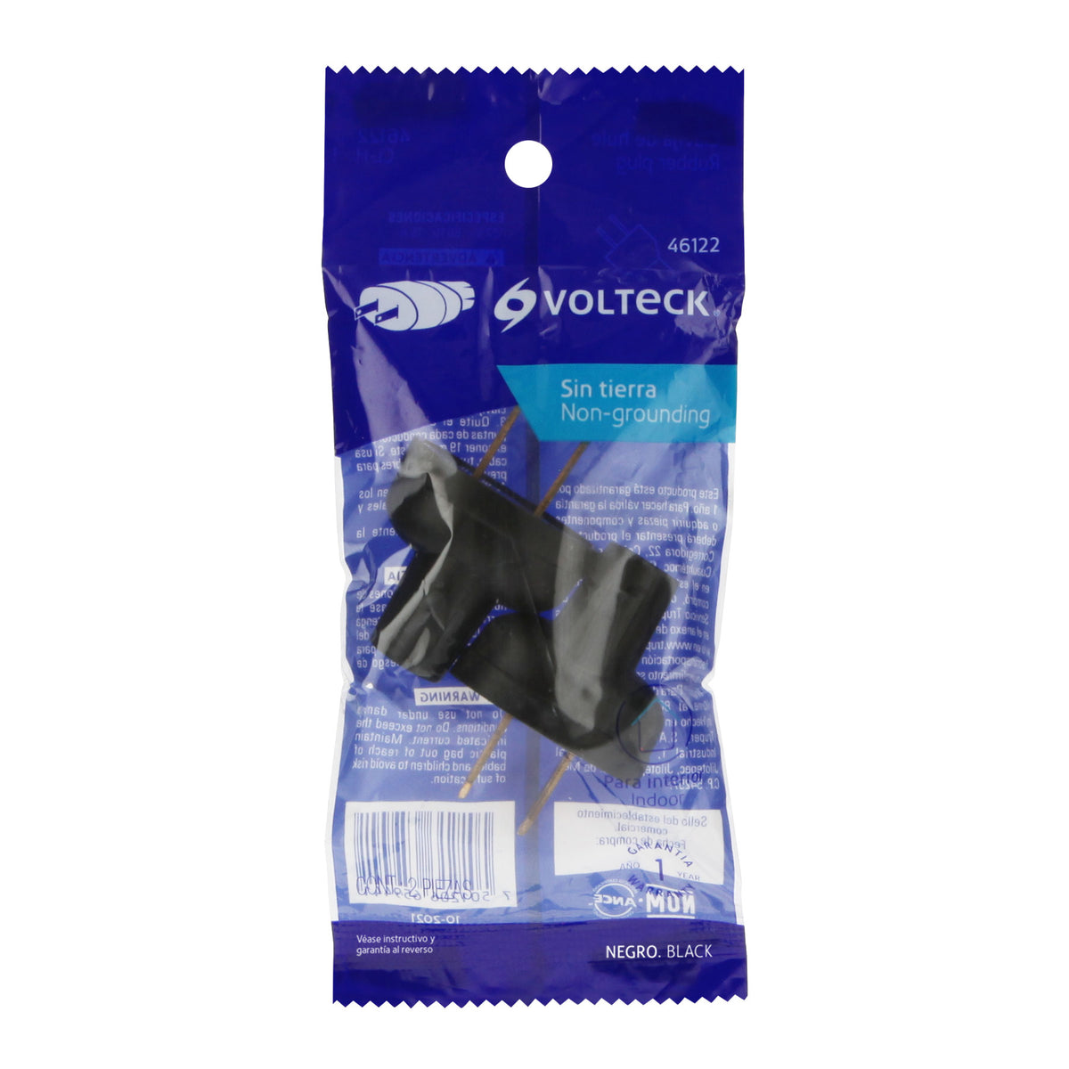 2 clavijas de PVC de 127 V y 15 A en bolsa con 2 piezas