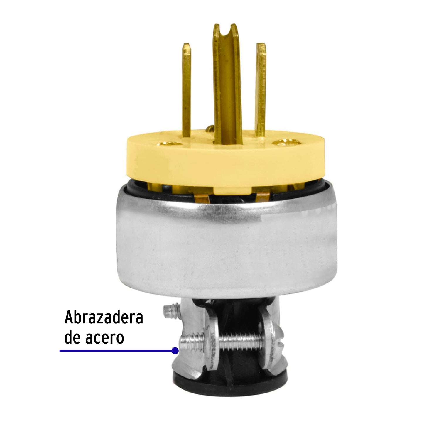 Clavija industrial blindada aterrizada de 127 V y 15 A con 2 polos + tierra