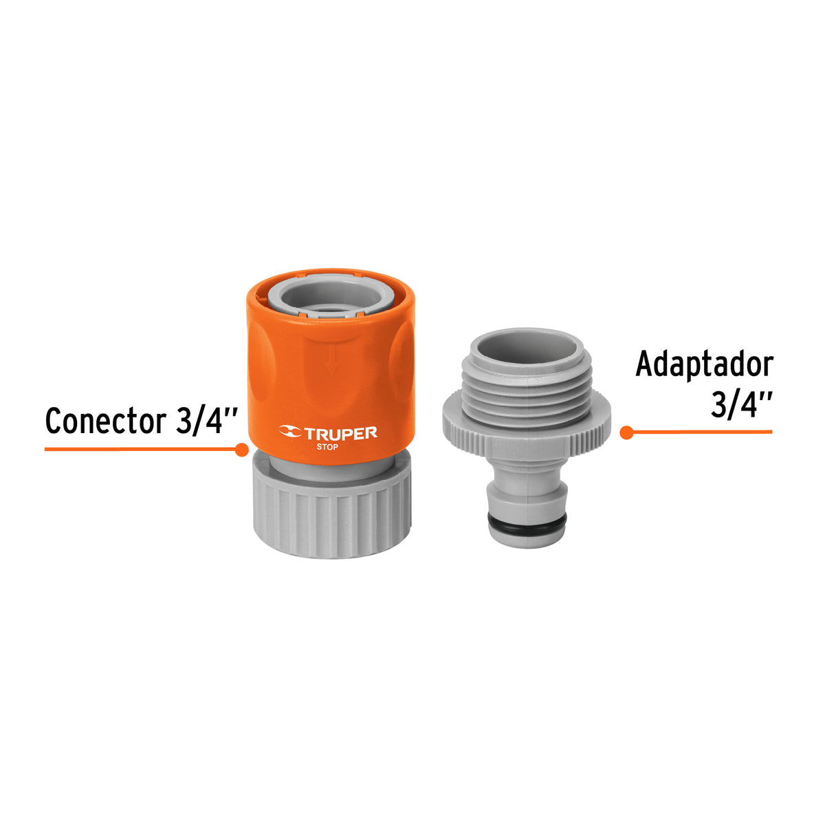 Conector rápido de ABS, manguera-acc, sistema Click, 3/4" · vista 2