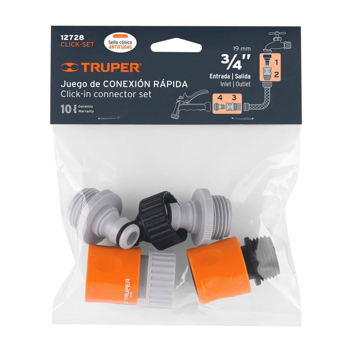Juego de conectores rápidos ABS, sistema Click, 3/4" · vista 4