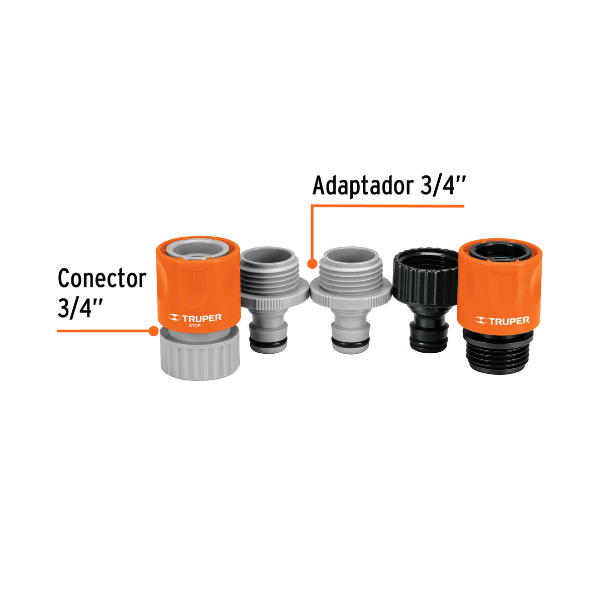 Juego de conectores rápidos ABS, sistema Click, 3/4" · vista 3