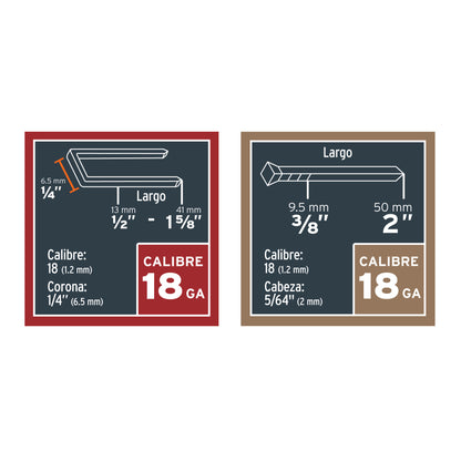 Clavadora y engrapadora neumática calibre 18