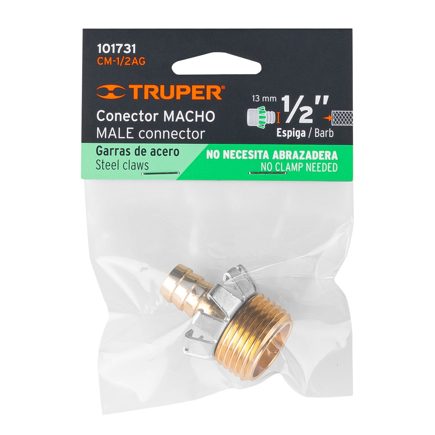 Conector 1/2pulg. macho tipo garra de aluminio