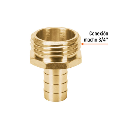 Conector macho de latón sólido para manguera de 1/2"