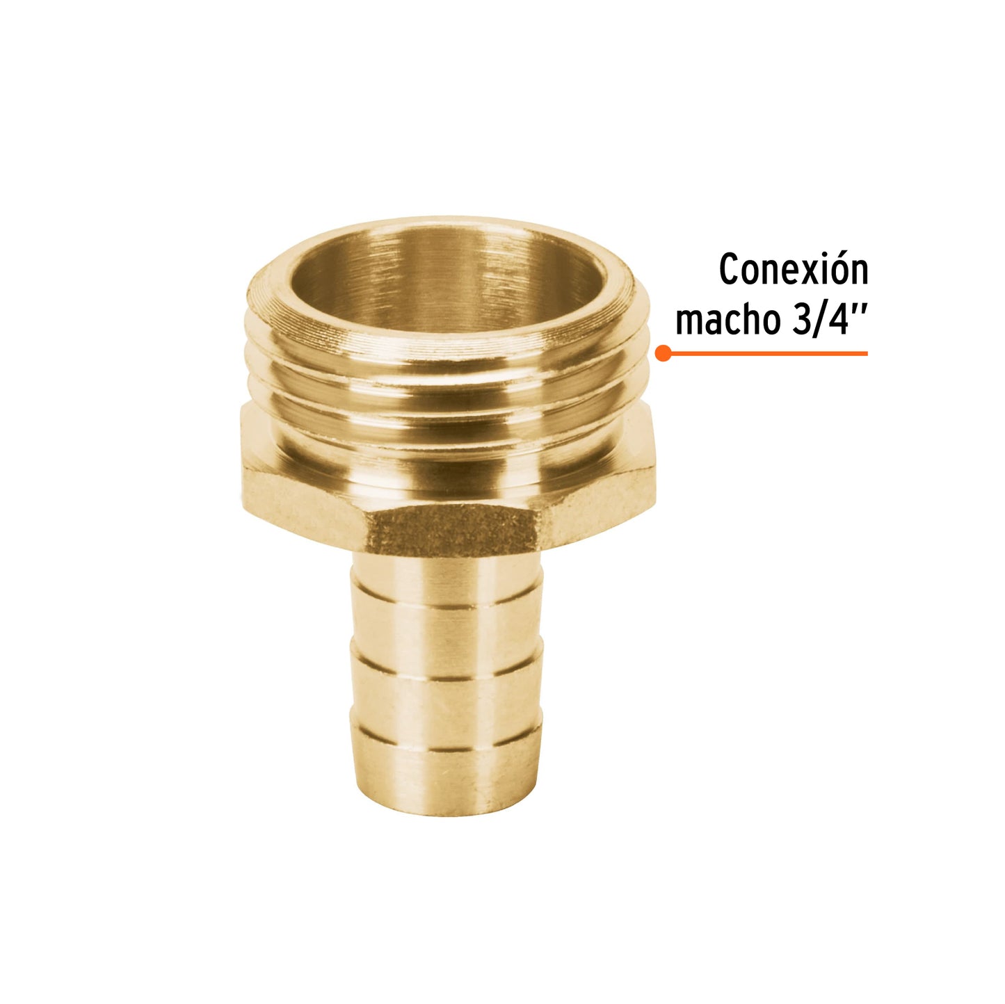Conector 1/2pulg. macho de latón sólido para manguera
