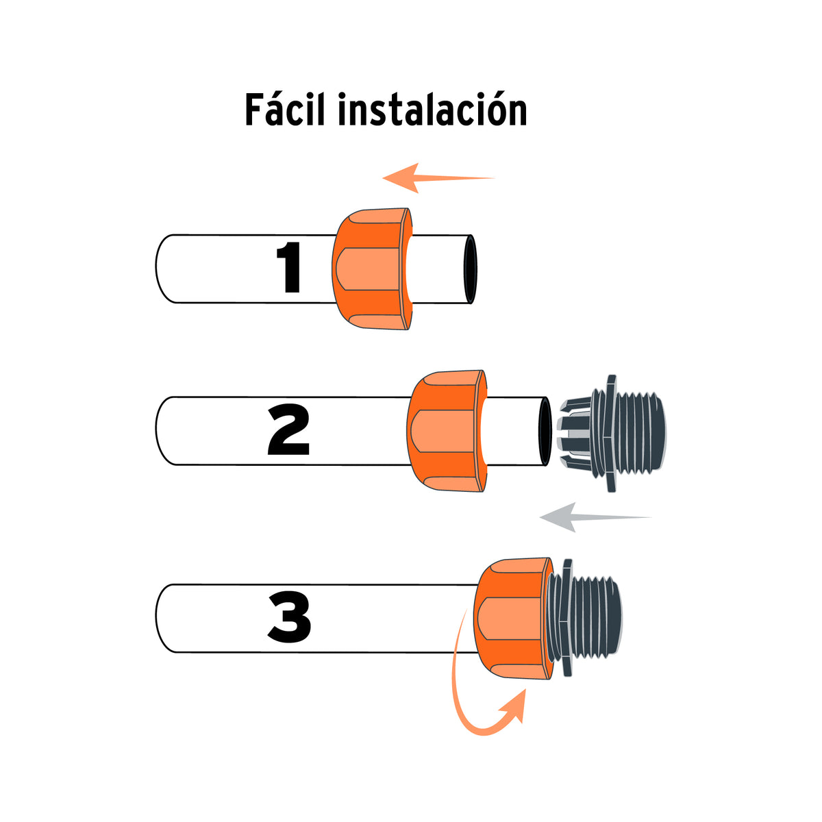 Conector 1/2" macho de ABS con tuerca de ajuste manual · vista 3