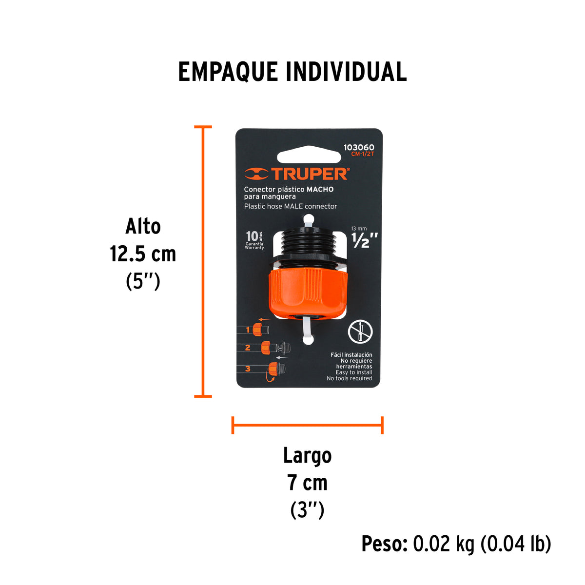 Conector 1/2" macho de ABS con tuerca de ajuste manual · vista 5